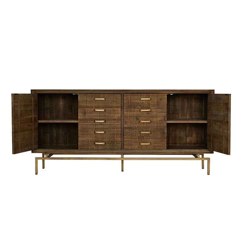 Старинная мебель MRS wood в винтажном стиле из дерева пихты, классические деревянные металлические буфетные шкафы