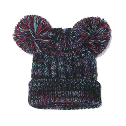 Wholesale kids beanies knit cap hats winter beanie hat with pom warm bobble hats knitted beanie