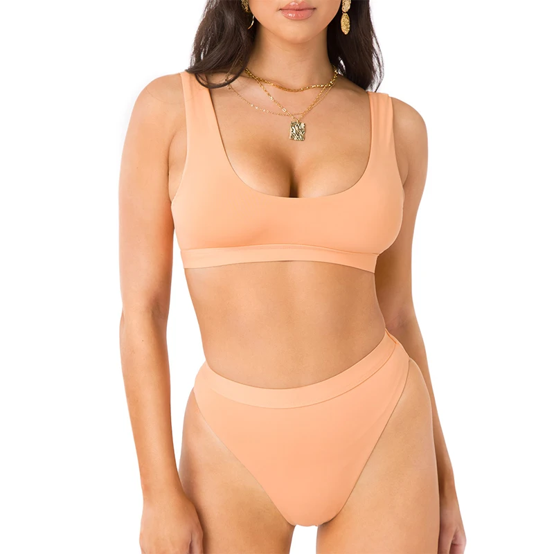 JinFeng Apparel Swimsuit Scoop Neck Bikini Set ODM/OEM Summer Beach Sport Female Bathing Suit Beach Sexy Womens Swimsuits Set