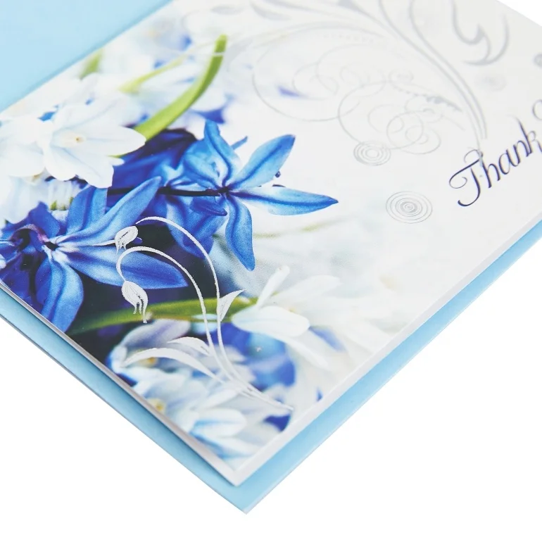 
Beautiful Blooming Blue Flowers Thank You Cards, Custom Printing Boxed Greeting Cards with Envelopes 