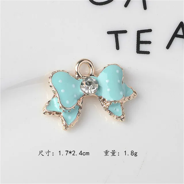 DIY Zinc Alloy Diy Pendants Jewelry Making  Accessories  Enamel Enameled Bow Bowknot Charm