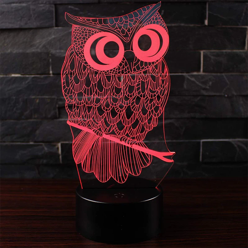 Owl Lamp 3D Optical Illusion Night Light 3D Lamp Owl Night Lamp Desk Table Light 7 Colors Changing