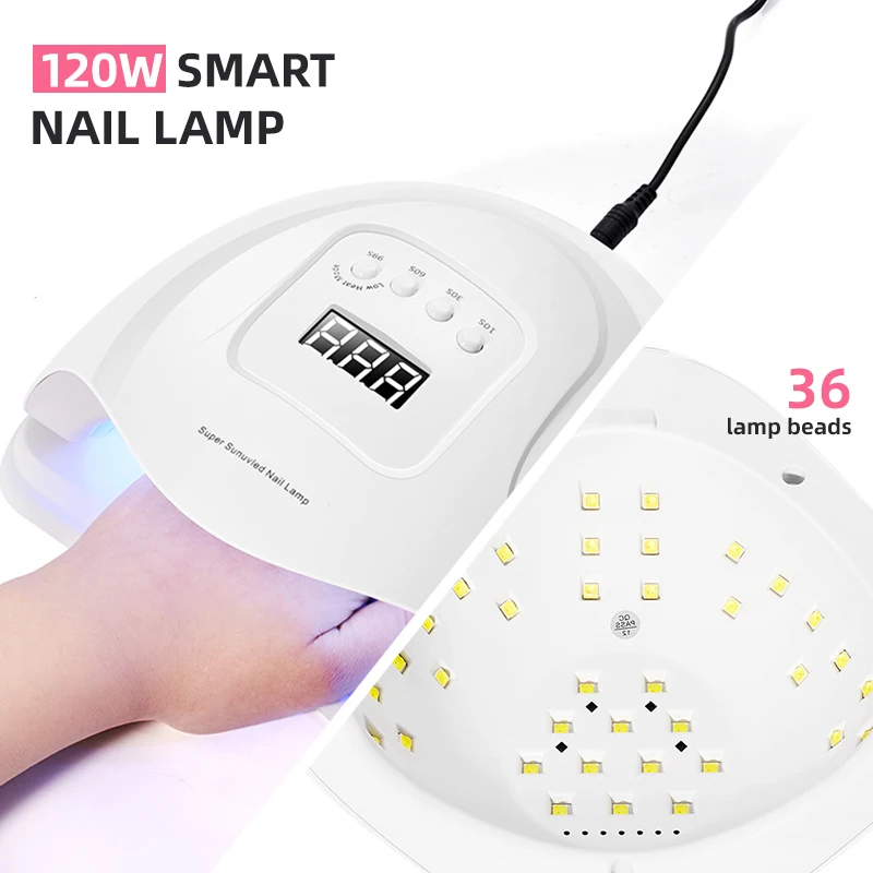 Nail Gel Set 120W LED Lamp Nail Polish kit Quick Building pretty UV Nail Art Set