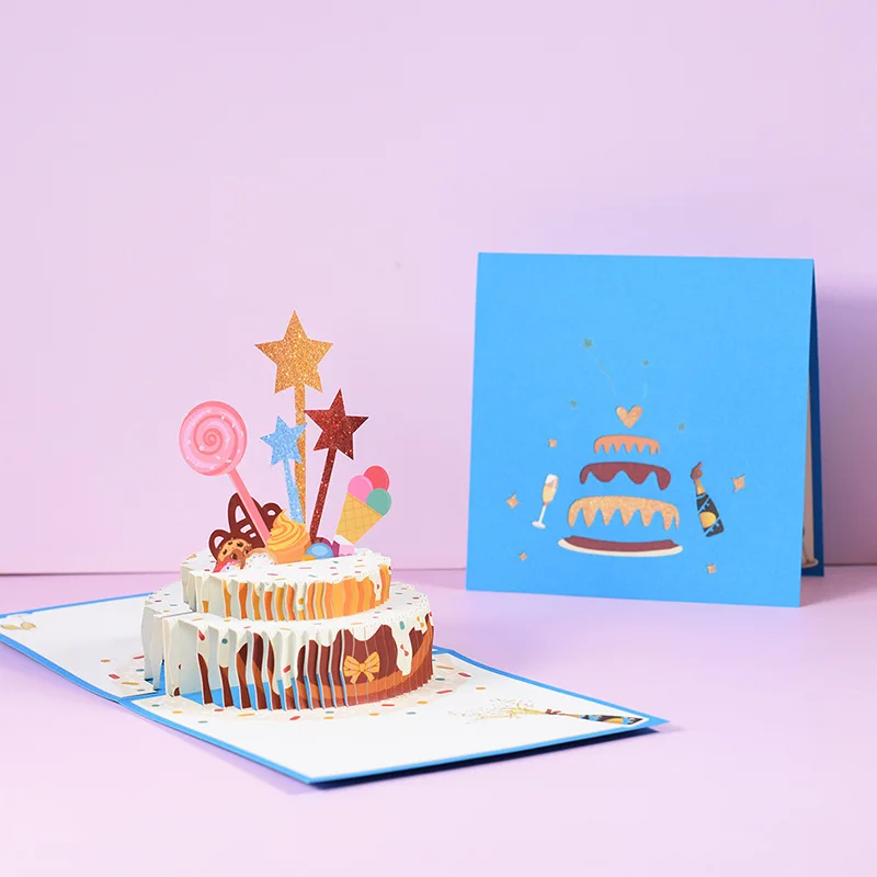Customized Luxury Handmade Decoration Happy Birthday Greeting 3D Gift Card