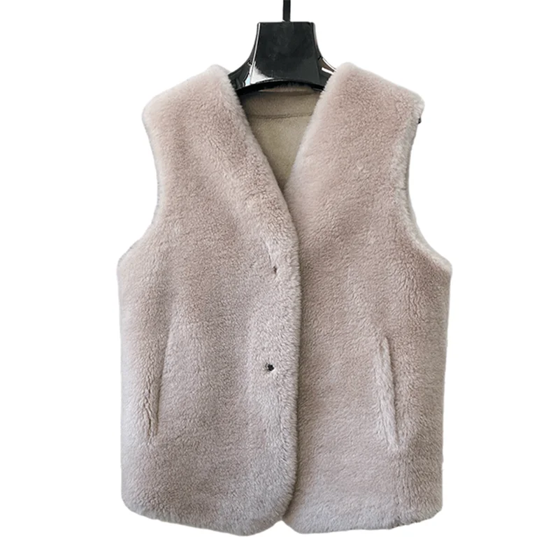 PUDI Women Wool Fur Jacket Winter Female Girl Real Sheep Shearing Vest CT182