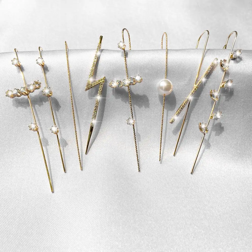 Gold Ear Cuff Self Piercing Earrings Set Ear Wrap Crawler Hook Earrings for Women