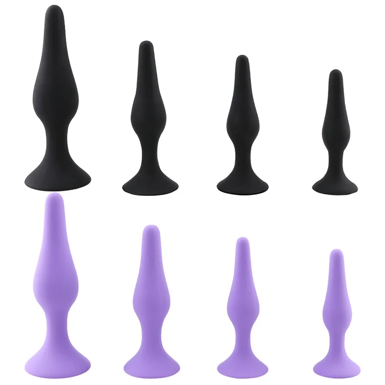 Silicone anal plug,4pec set Difference Length anal toys,best butt plug for beginners