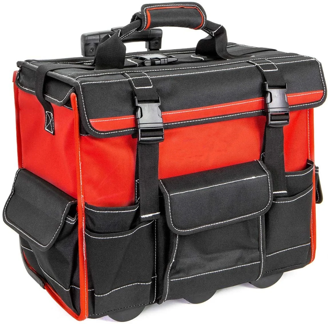 Hot Sale Carpenter Plumber Trolley Durable Storage Tools Bag Toolkit Electrician Wheels Tool Bag Hard Bottom