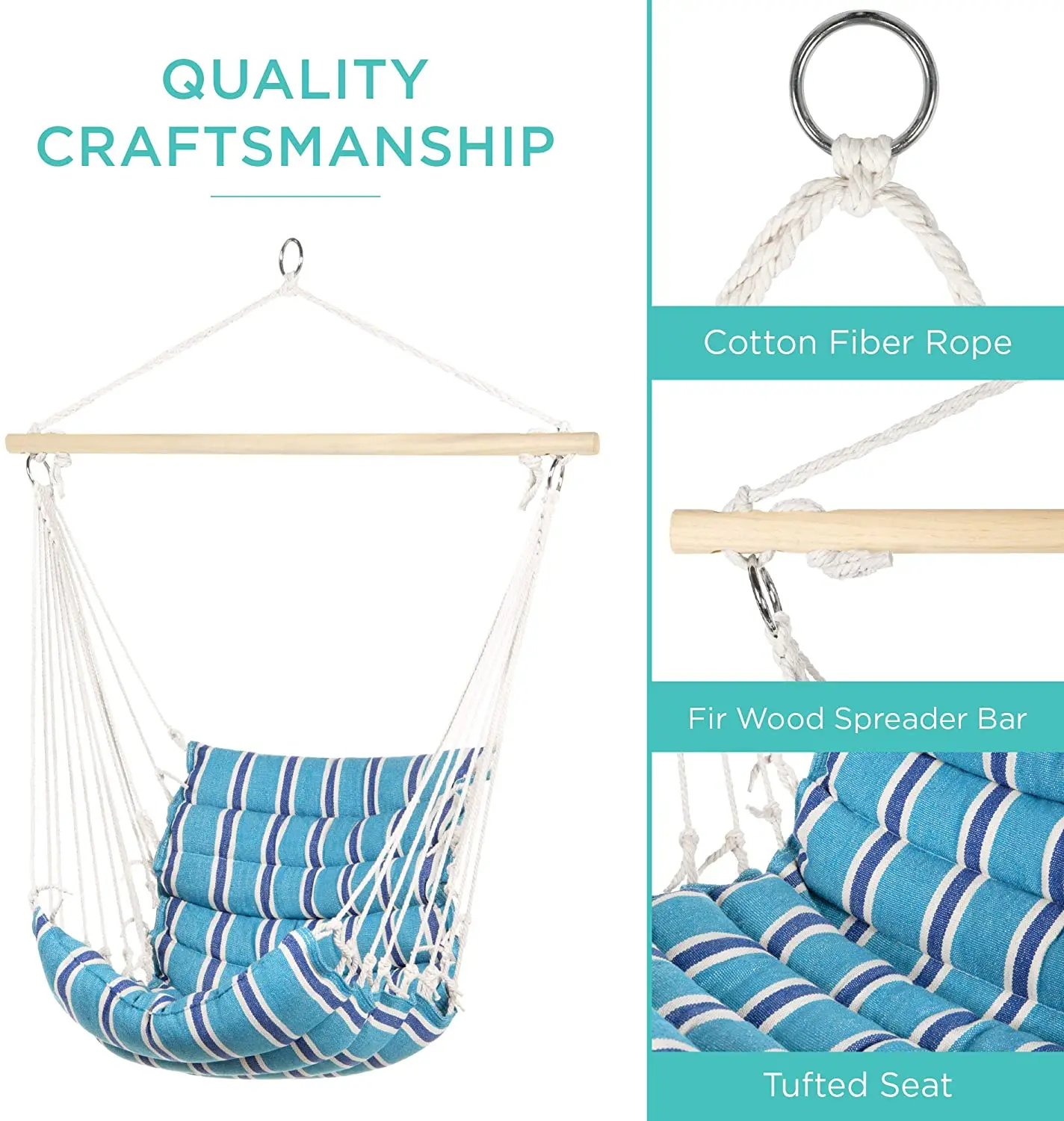 
Deluxe Padded Cotton Luxury Canvas quilted swing hammock chair 