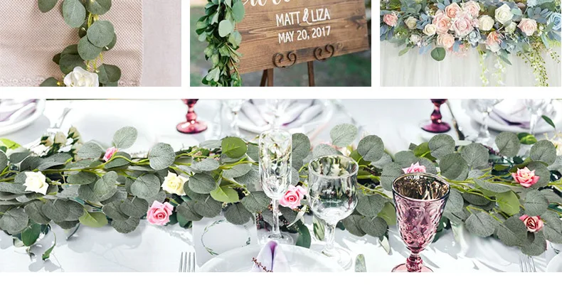 Amazon artificial eucalyptus wreath wire Eucalyptus leaf vine handmade wreath greening wedding background arch wall decoration