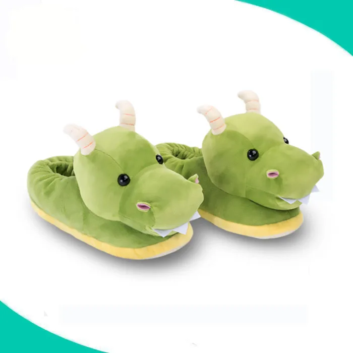 
funny soft stuffed plush animal shaped cuddly kids dragon slipper 