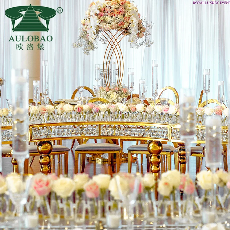wholesale crystal tempered glass top stainless steel wedding table for event