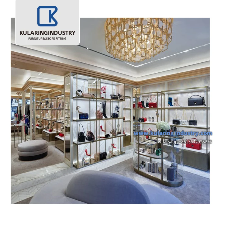 Showroom Counter Fancy Store Names Wooden Footwear Furniture Showcase Wall Display Ideas Shoes shop interior design