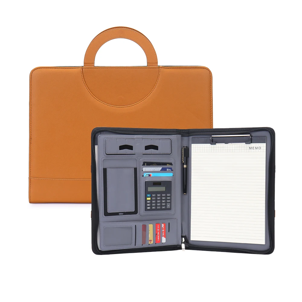 a4 Conference Document Bags Zippered Pad folios File Folder With Handle