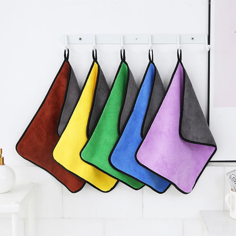 Wholesale Microfiber Coral Fleece Professional Car Beauty Towel Super Absorbent Quick Dry Soft Double Layer Thickened Car Towel