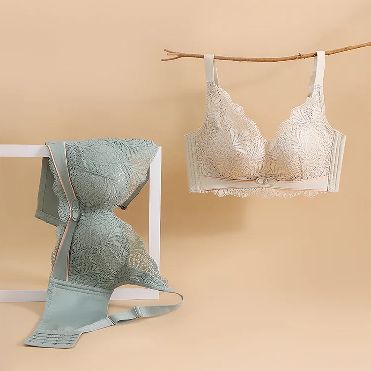 
Peach Plastic Hollow-Out Bra No Steel Ring Lace Beauty Salon Adjustment Type Comfortable Underwear Ladies Sexy Bra 