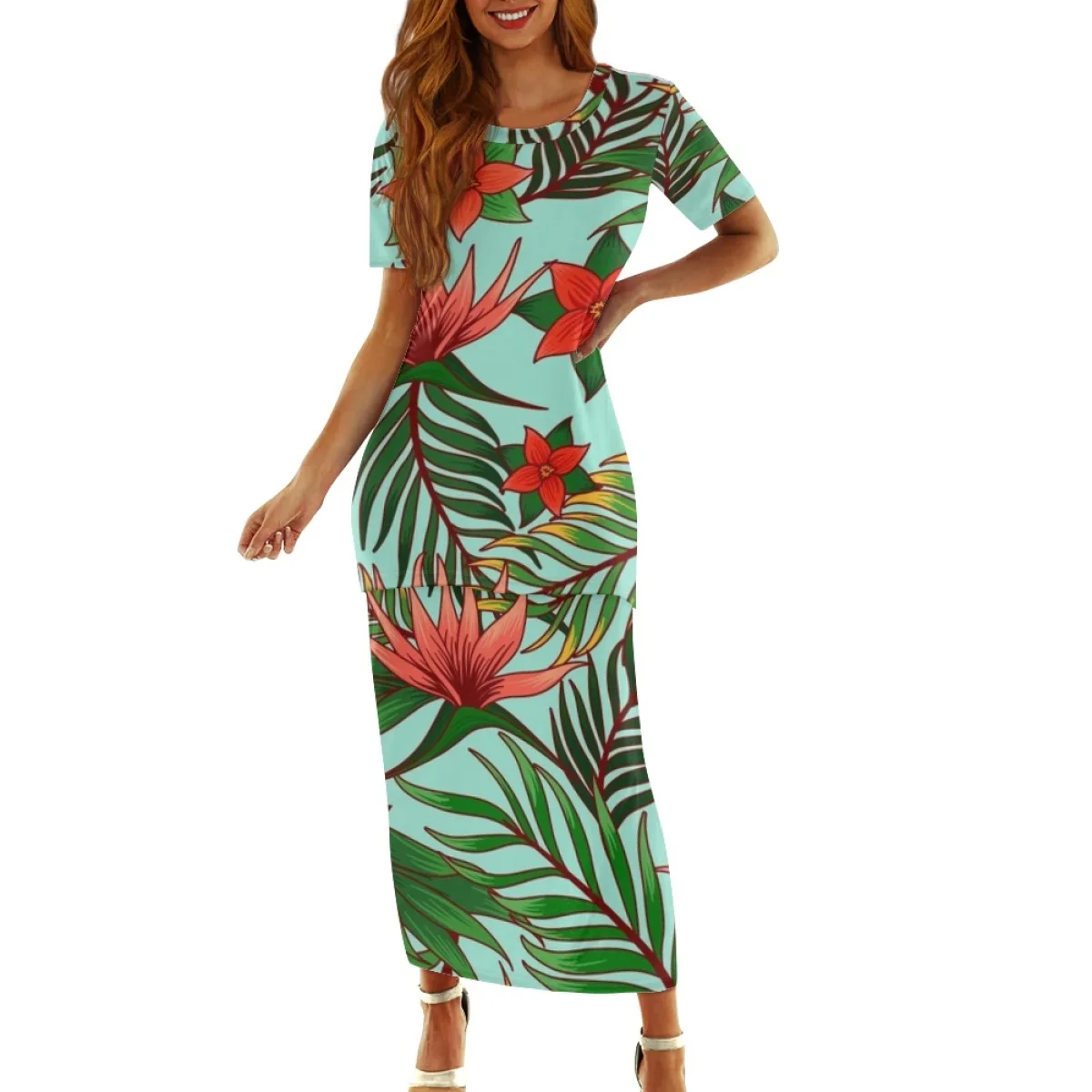 Printing Your Brand Two Kits Plus Size Clothes For Female Short Sleeve Dresses Lady