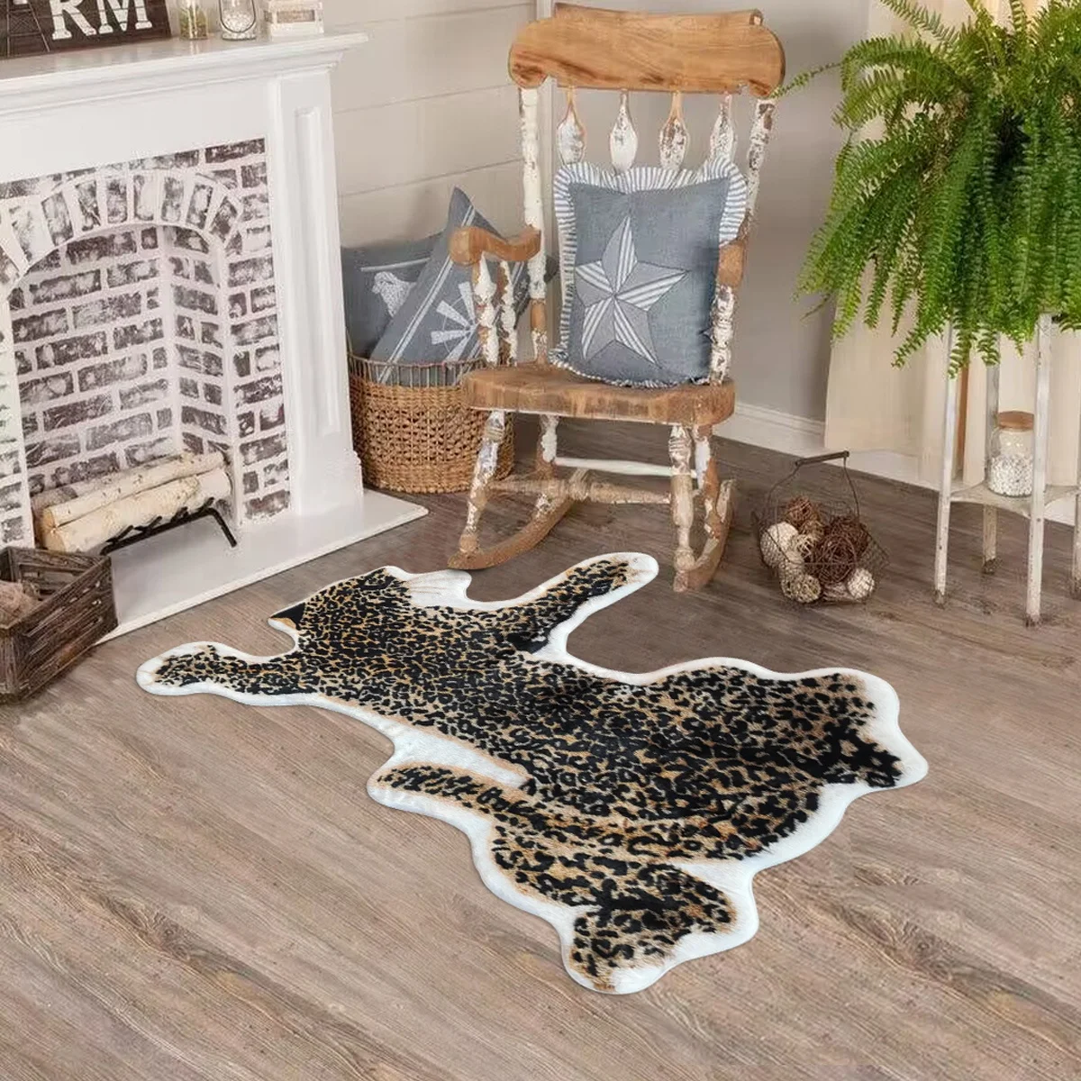 1pc leopard carpet, artificial tiger skin anti-slip mat for home decoration animal carpet carpet
