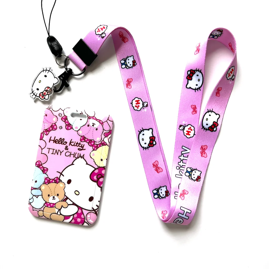 DNC kawaii cartoon custom design kitty lanyard with id badge printing keychain fast delivery