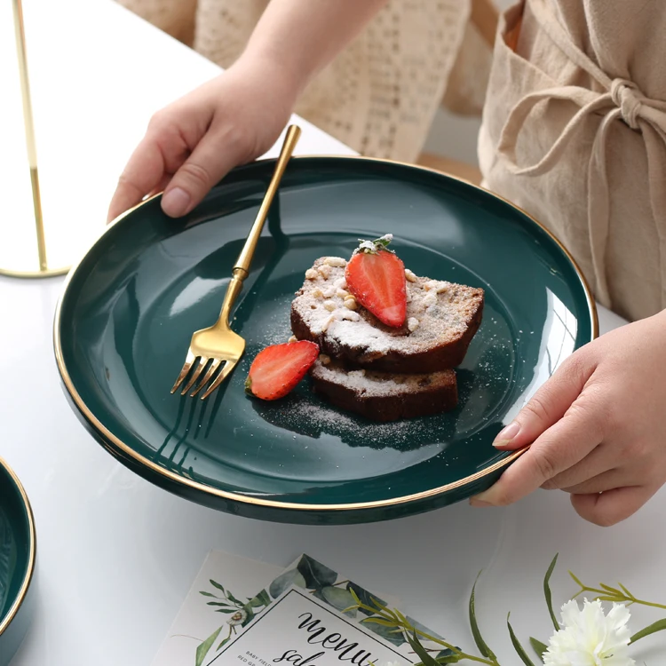 
Christmas Home Decor Creative kitchen peacock green dishes plates ceramic set 