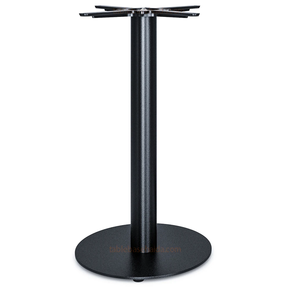 Hot selling bark cast iron powder coated black round dining table triangle base