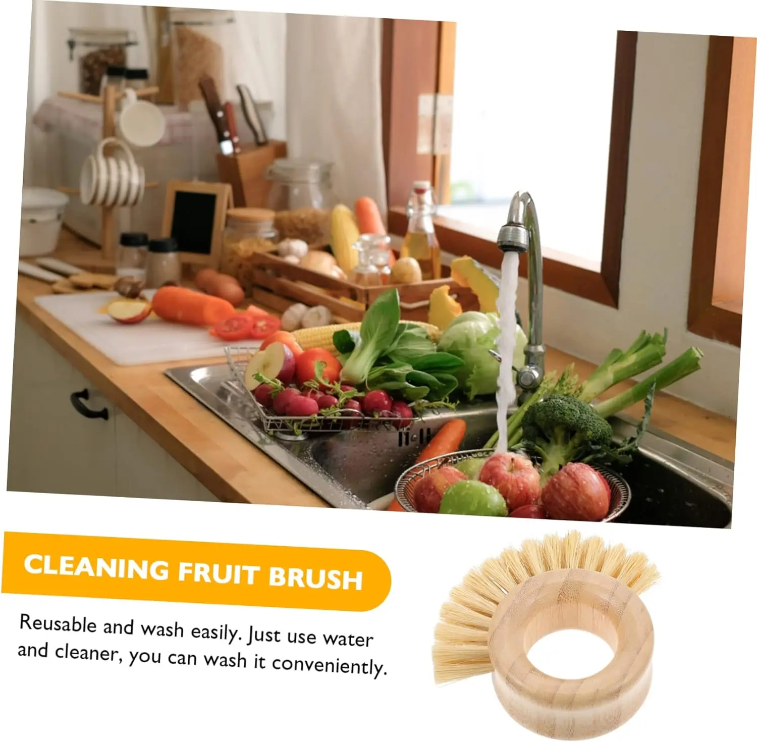 Custom Logo Cleaning Brush Fruit Vegetable Brush Scrubber Fruit Cleaning Pan Bristles Scrub Potatoes Washing Pot Scrubber Brush