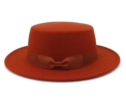Wholesale Fashion Casual Woolen Felt Top Hat Woman Pork Pie Hat