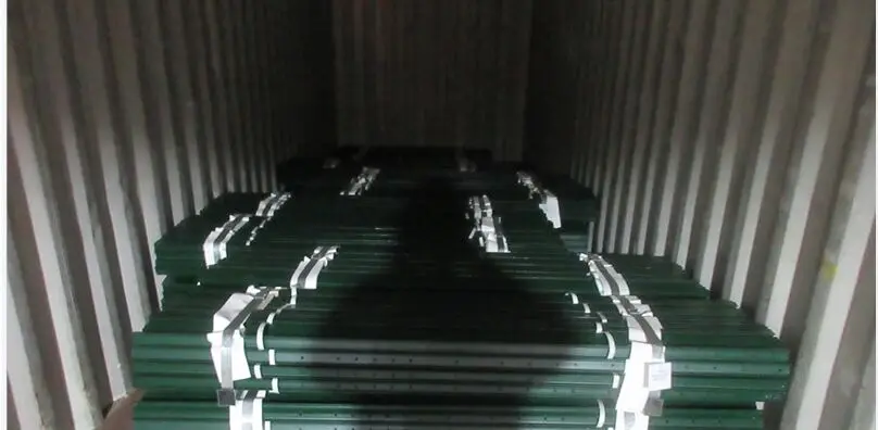 Green T-Rail Light Duty Fence Post with holes