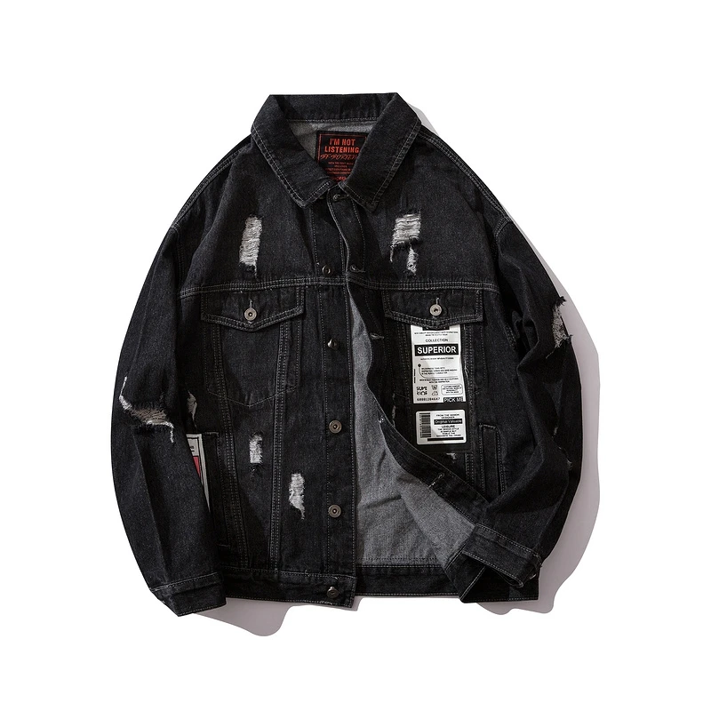 
Good Quality Fashion Street Style Jacket Black Jean Coat For Boy Latest Coat Styles For Men 