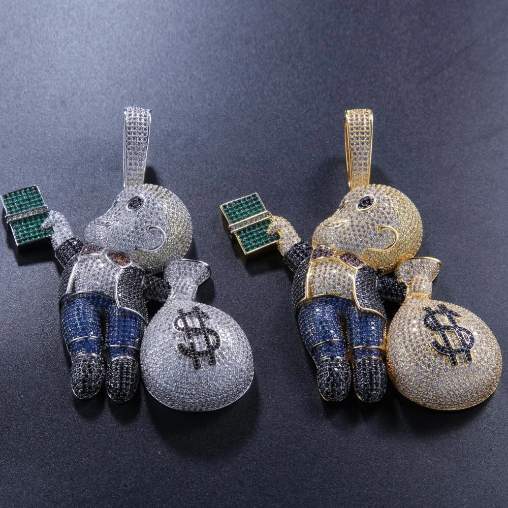 custom hip hop dollar sign play boy cute charm necklace