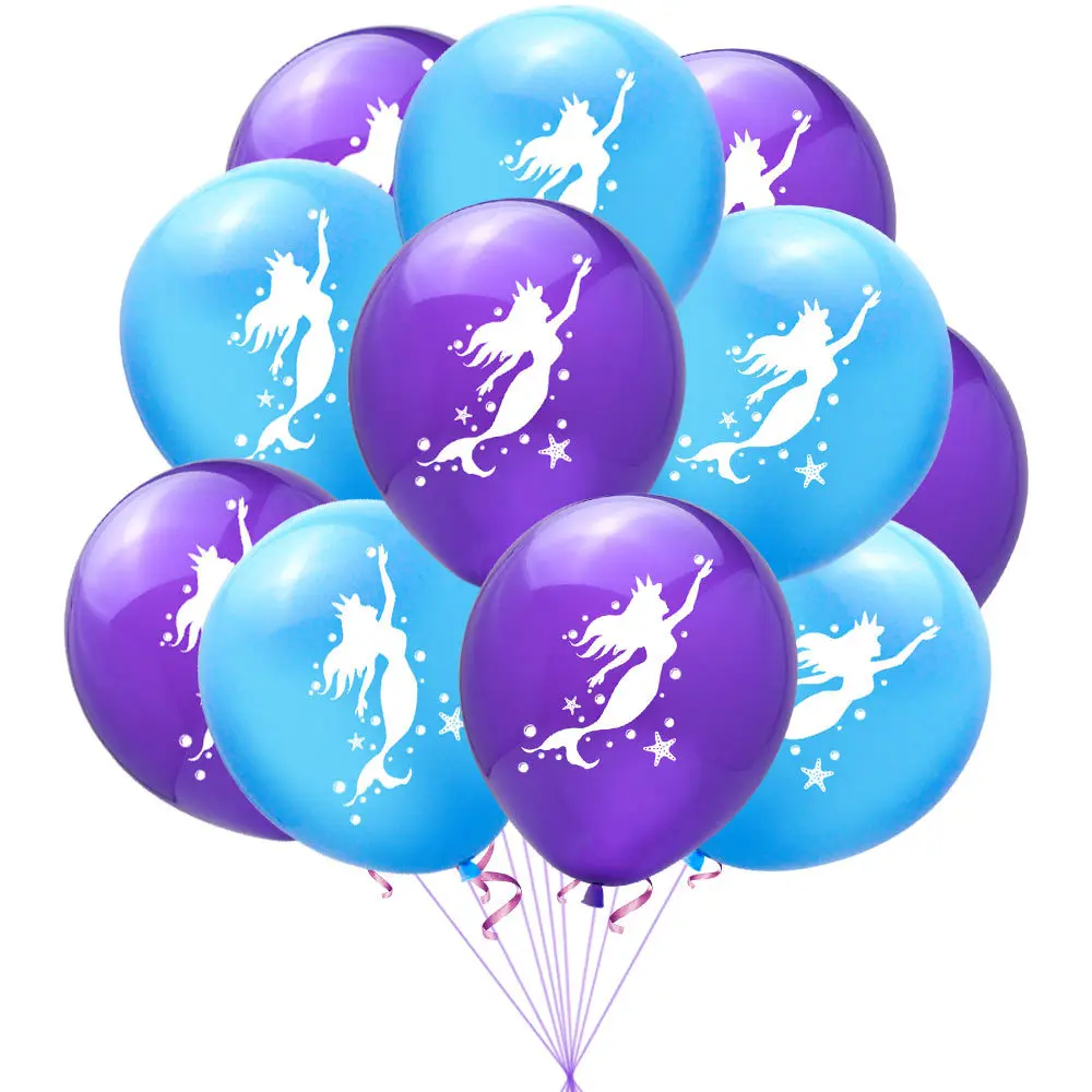 Cartoon Mermaid Princess Ocean Underwater World Girl Birthday Party Decoration Kit Hanging Banner Balloon Cake Topper Set