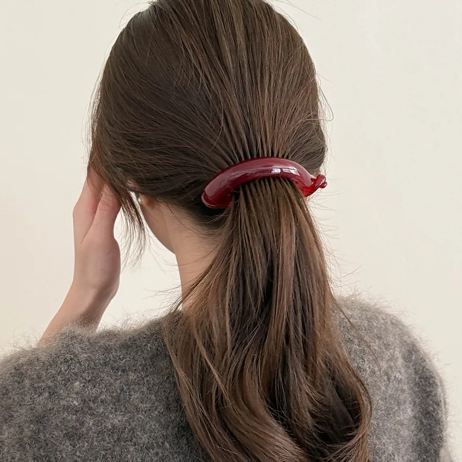New Style Korean Simple Temperament Plastic Hairpin 5cm High Ponytail Buckle Clip Delicate Banana Vertical Clip Word Hairpin