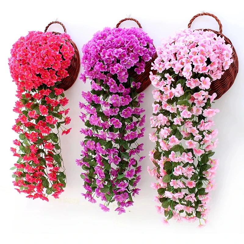 Wall Hanging Violet Artificial Flowers Flower Orchid Silk Vine Home Wedding Party Garden Decoration