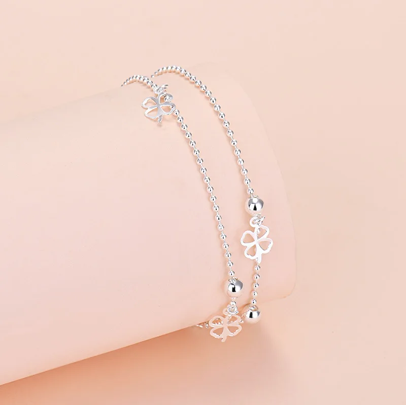 Korea 2021 New Women Fashion Lucky Grass Bracelet Bead Chain Little girls bracelets handmade