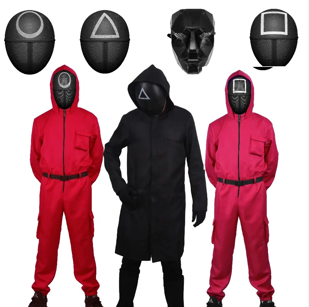 456 Costume Cosplay Tracksuit Red Jumpsuit Custom Logo Clothes Outfit Set Halloween Masque Jacket Squid Game Clothes Costume