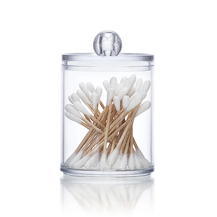 Plastic Cotton Swab Ball Pad Holder Acrylic Boxes with Lids Bathroom Organizer Qtip Apothecary Jar Clear Container Dispenser