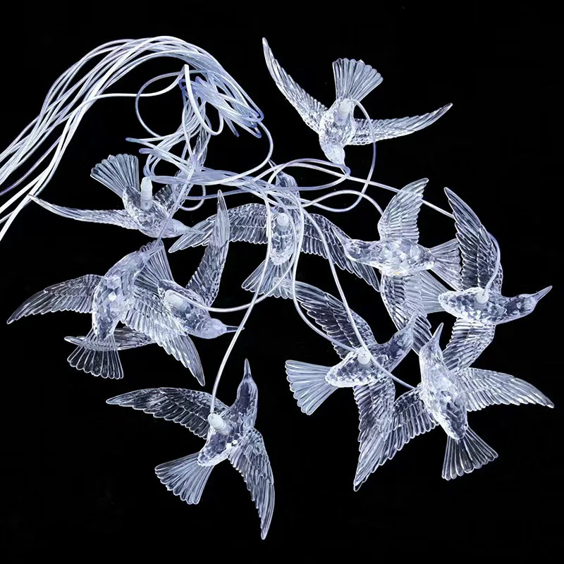 LED Chandelier Light Lamp 10 Heads Birds Clear Acrylic Flying Bird Light For Wedding Christmas Ceiling Decoration