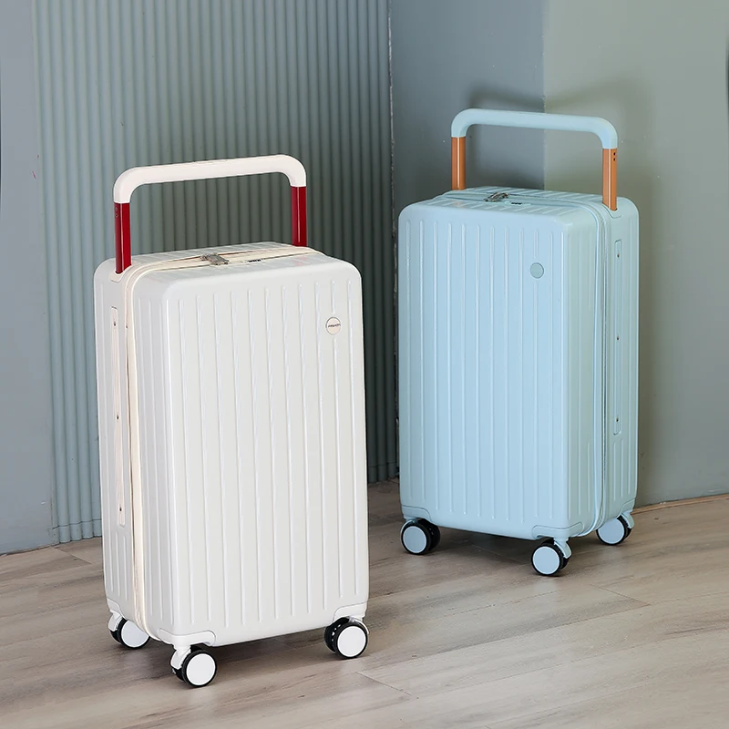 Abs PC unbreakable Luggage wide trolley Suitcase 20 24 26inch with strong trolley without handle