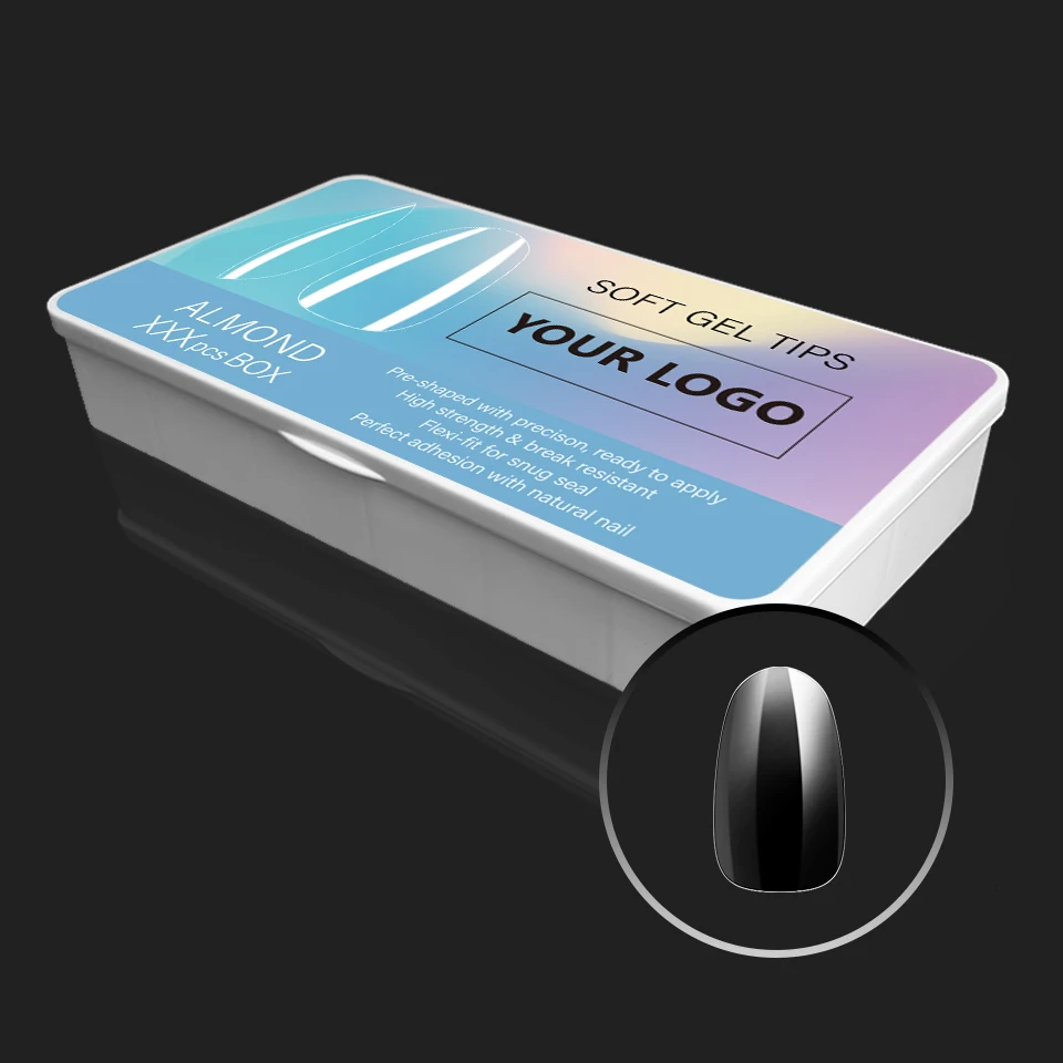 manufacturer private label LOGO Medium long ballerina coffin nail tip 500 600 pcs artificial fingernails with custom box