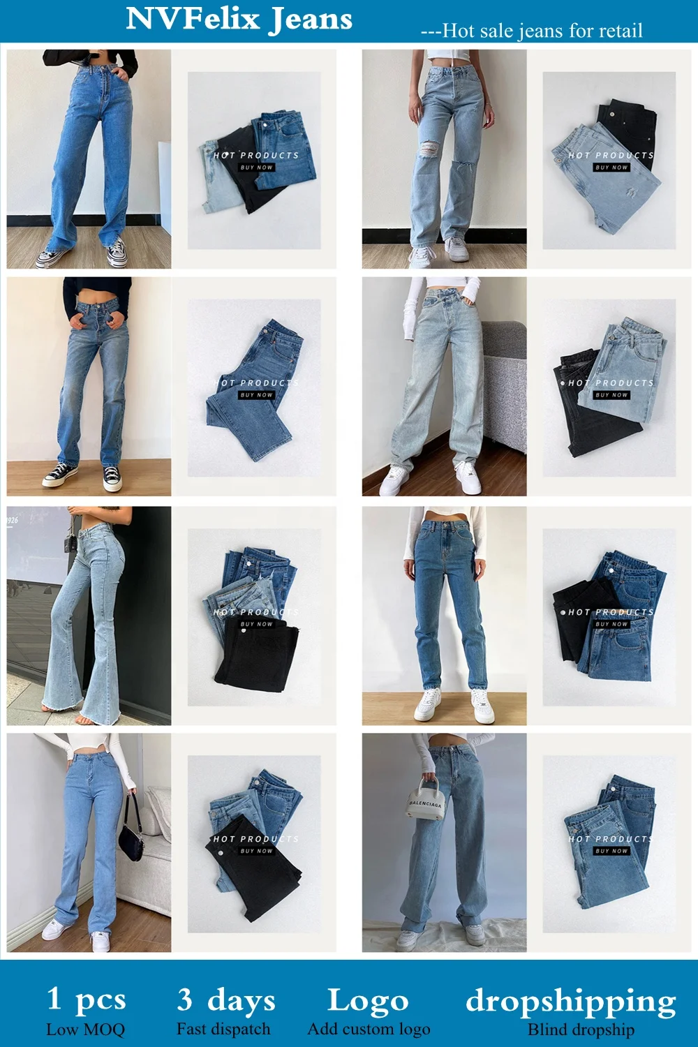 NVFelix 2022 Spring New Style Ladies Personalize Cute Colorful Daisy Paint Mom Jeans