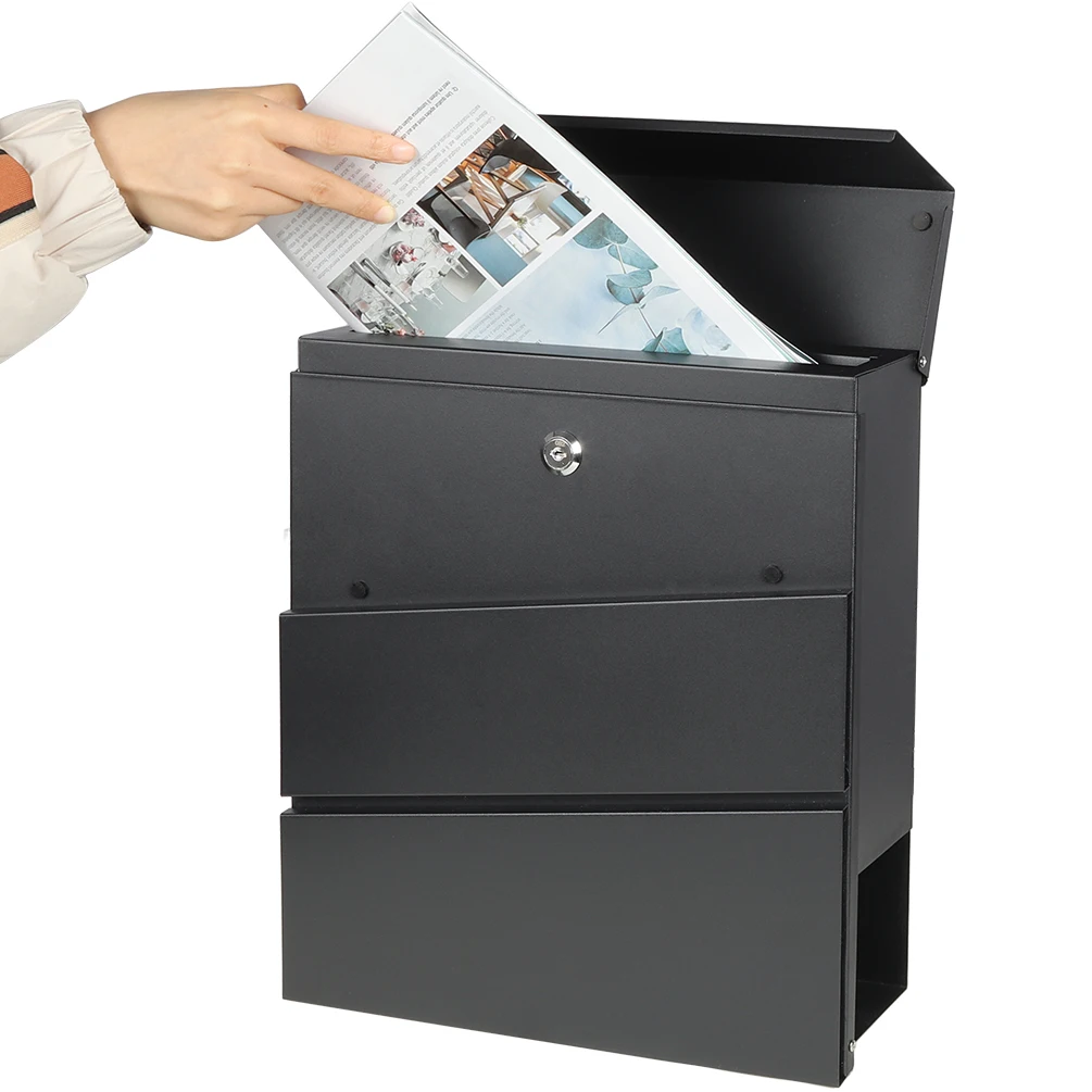 Настенное уличное крепление из нержавеющей стали оптом водонепроницаемый черный металлический почтовый ящик от производителя для дома