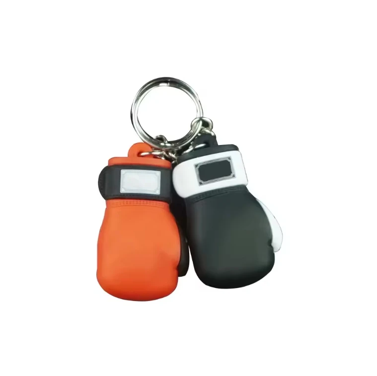 Promotional  Custom Color Pu Leather Key Rings Mini Boxing Glove Circle Shaped  Key chain