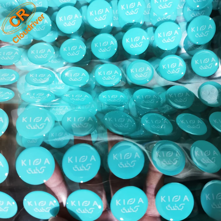 Epoxy Logo Sticker Custom Adhesive Clear Transparent vinyl  back dome crystal custom logo shape resin for sticker/label