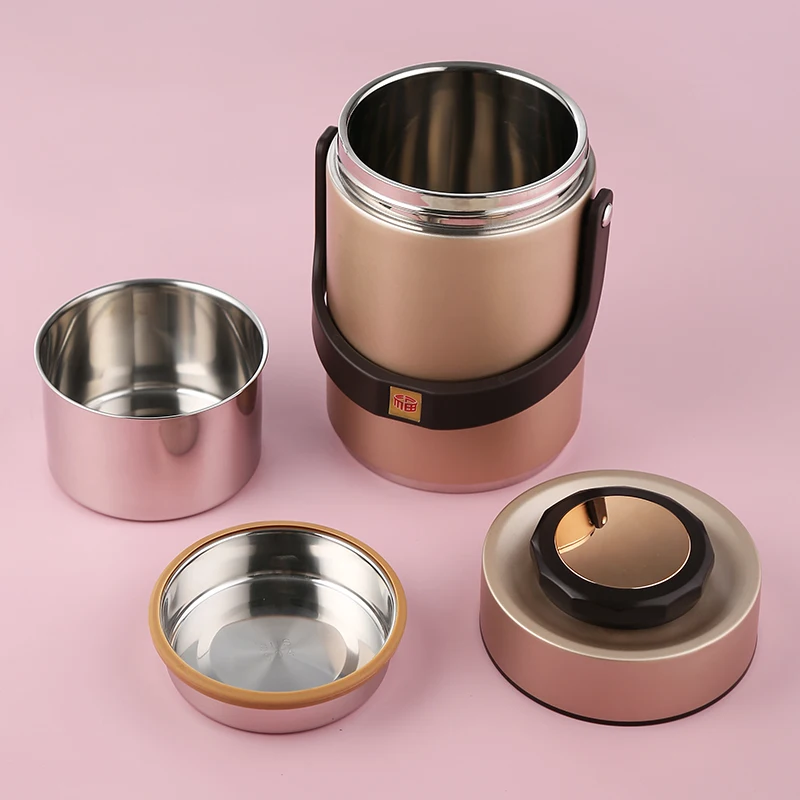 
Medium size Traditional Vacuum insulation Thermal Stainless Steel Lunch Box Bag For Adults Picnic Soup Container with handle 