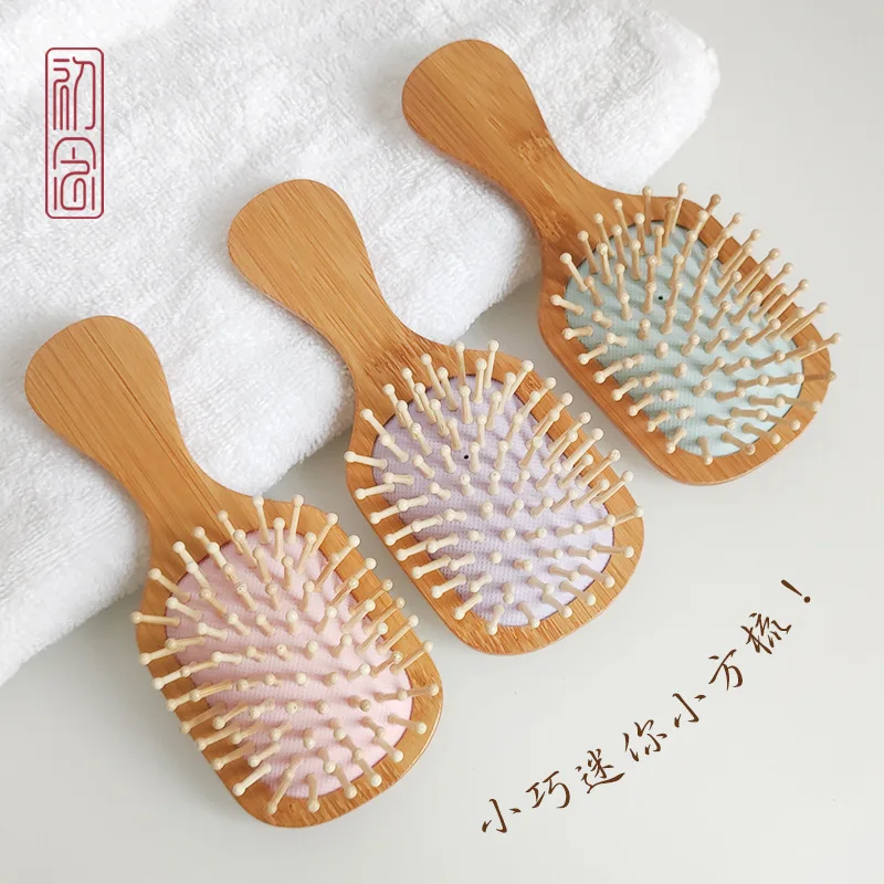 Natural Bristle Hair Scalp Massager Brush Natural Bamboo Massage Comb Wood Hair Brush
