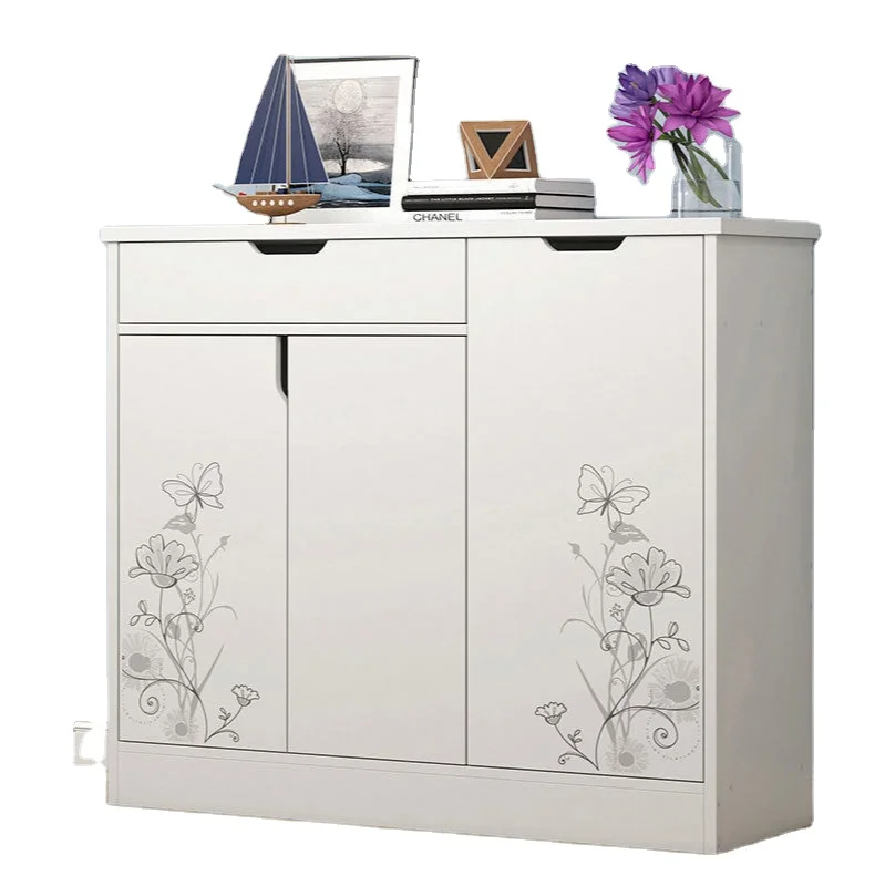 Shoe cabinet home entrance door large-capacity storage storage porch solid wood shoe rack cabinet