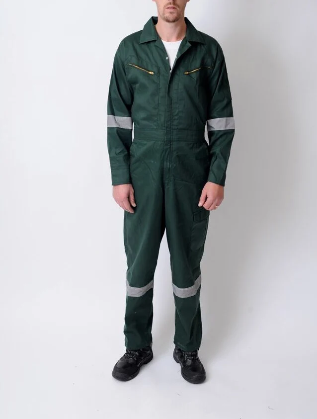 Men Reflective Zip Coverall Safety Boiler suit Farm Suit Bodysuit Loose size Romper Jumpsuit Buttons Front Costume