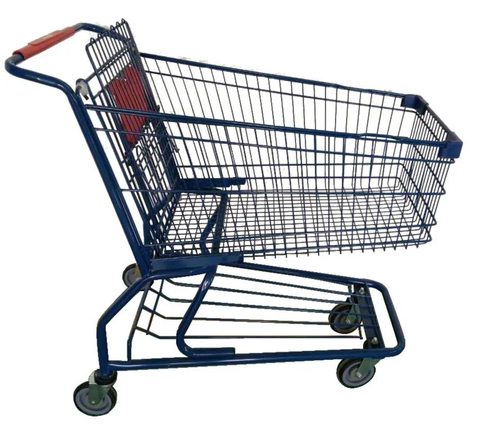 Wholesale customized 4 wheel steel supermarket used store trolley hand push shopping picking cart