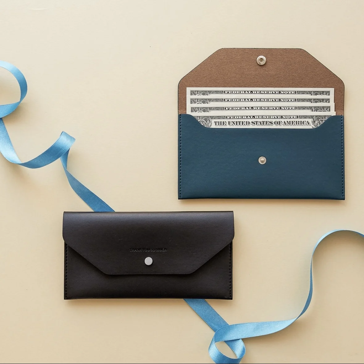 Envelope Wallet PU Leather Reusable Cash Stuffing Wallet Small Money Wallet Holder for Women Men Students Office Bank Envelope