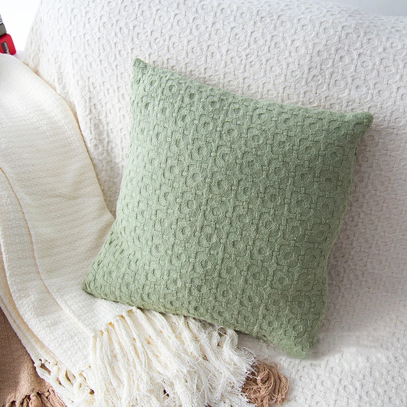 latest design 100% cotton knitted sofa cushion cover decorative home throw pillow cover luxury crochet cushion cover